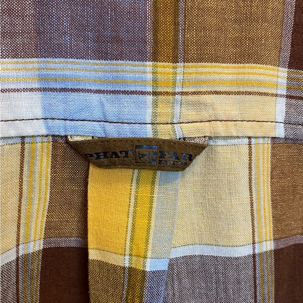 Phat Farm Blue, Yellow, and Brown Plaid Shirt - Picture 3 of 11